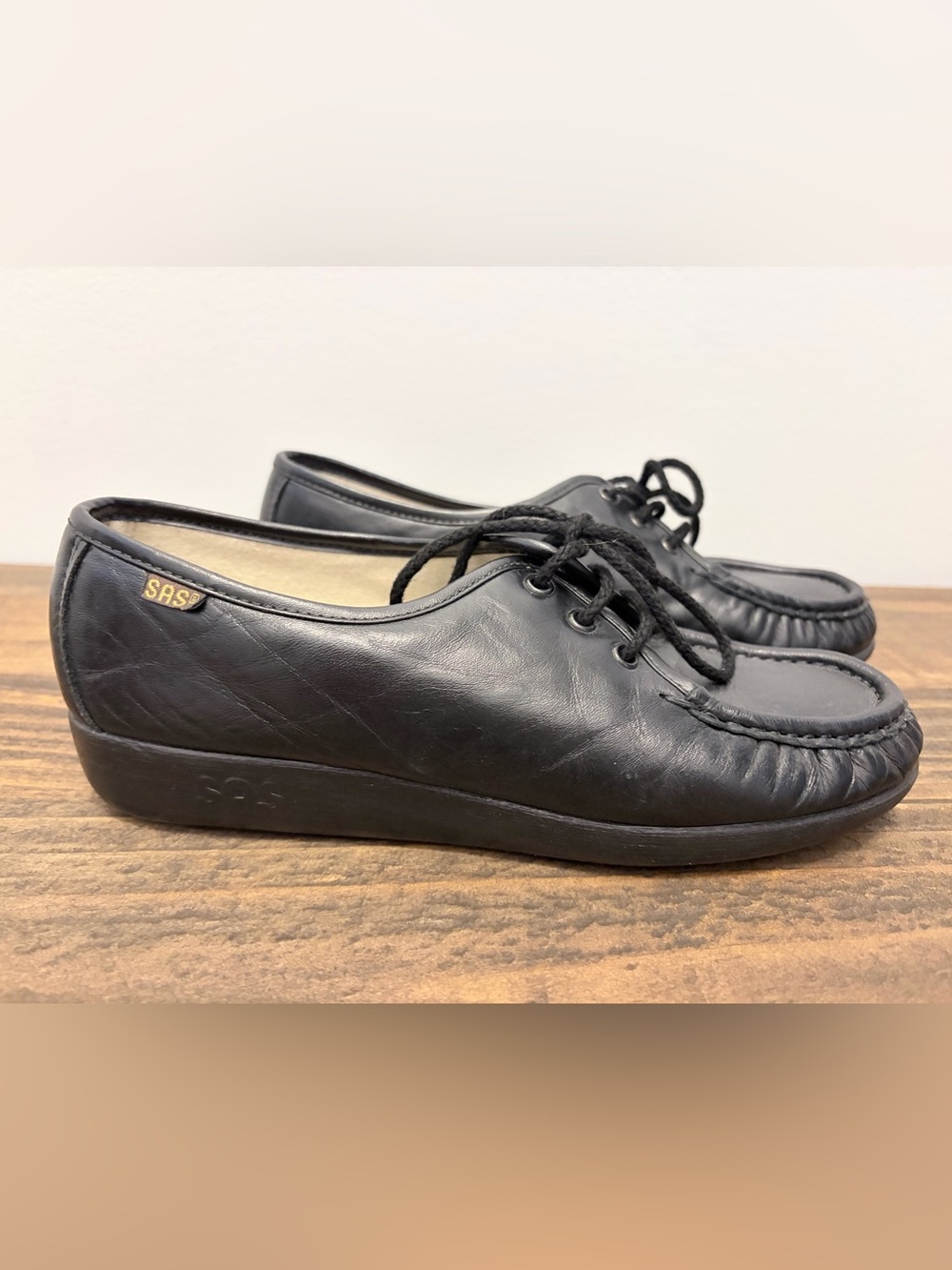 SAS Siesta lace up women's loafer, 8.5 M, black
